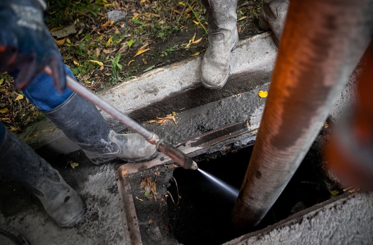 High-pressure hydro jetting clearing a blocked drain in Dee Why