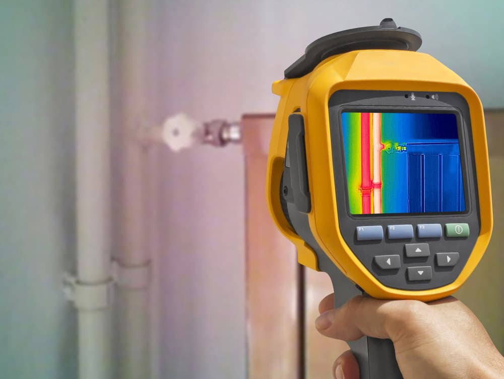 Thermal imaging camera detecting a hidden water leak in Revesby
